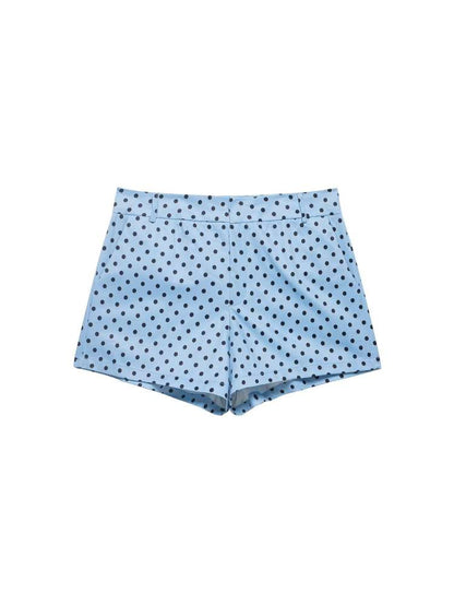 Polka Dot Zipper Jacket & Shorts Set - Taydiane