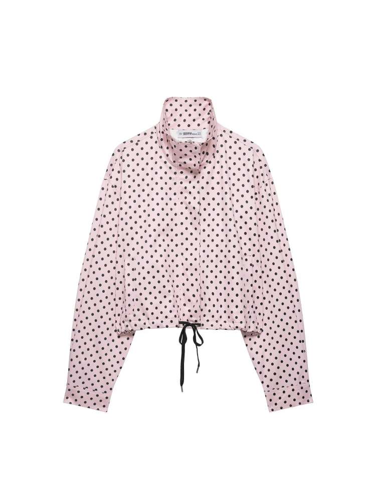 Polka Dot Zipper Jacket & Shorts Set - Taydiane