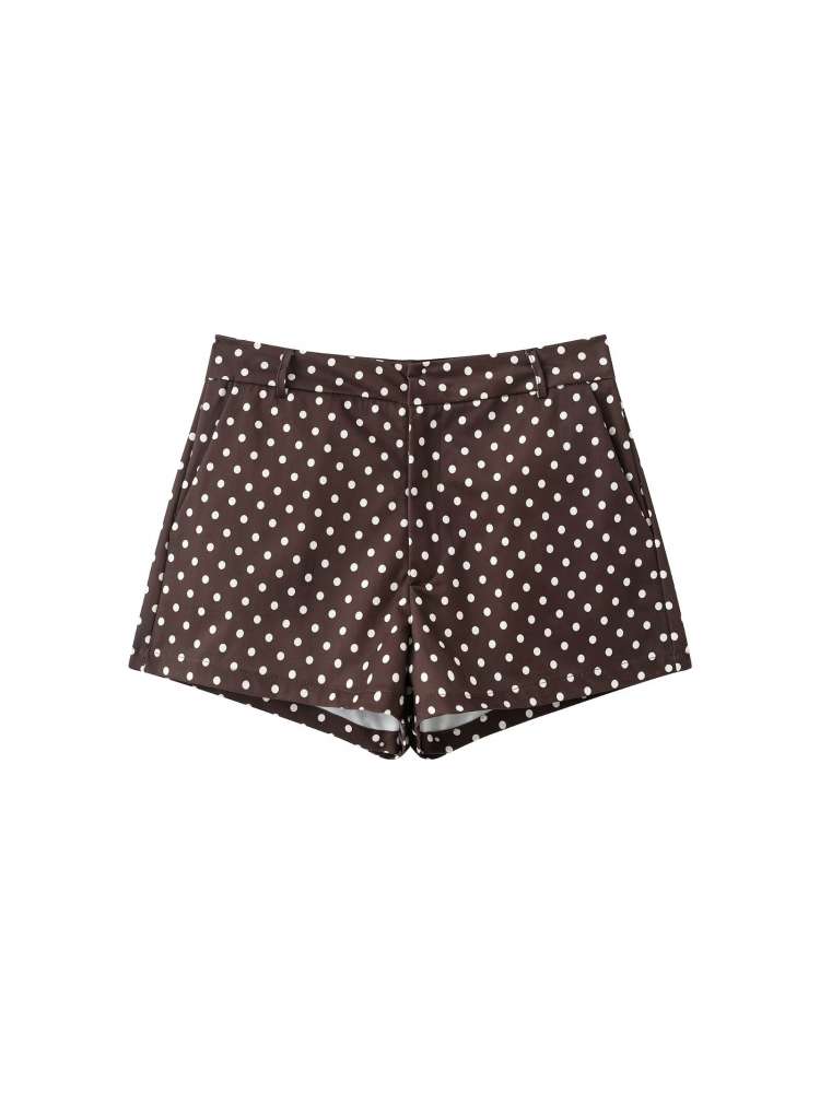 Polka Dot Zipper Jacket & Shorts Set - Taydiane