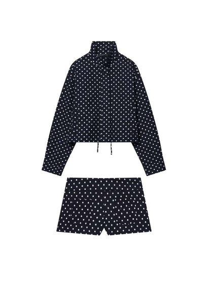 Polka Dot Zipper Jacket & Shorts Set - Taydiane