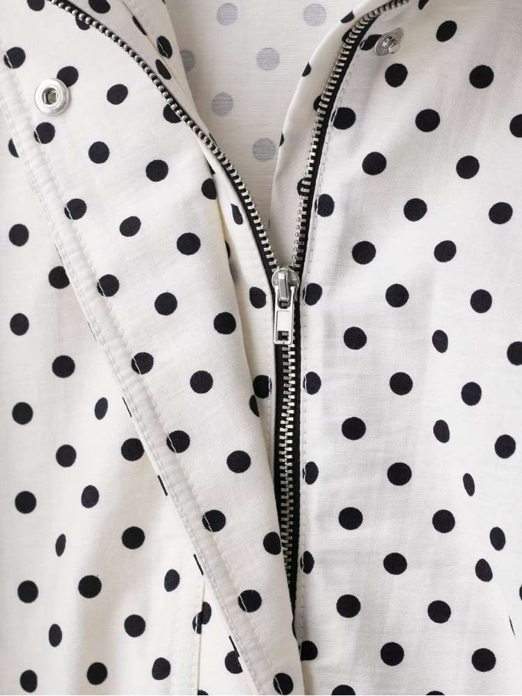 Polka Dot Zipper Jacket & Shorts Set - Taydiane