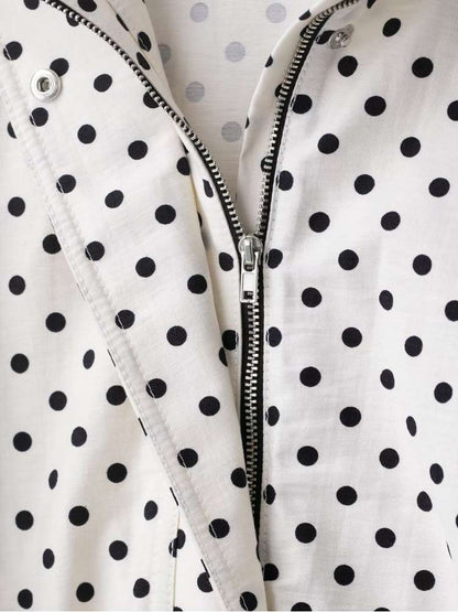 Polka Dot Zipper Jacket & Shorts Set - Taydiane