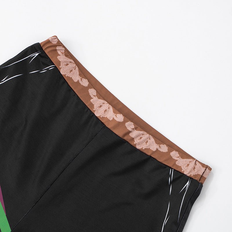 Printed Sheer Mesh Elastic Waist Two Piece - TayDiane