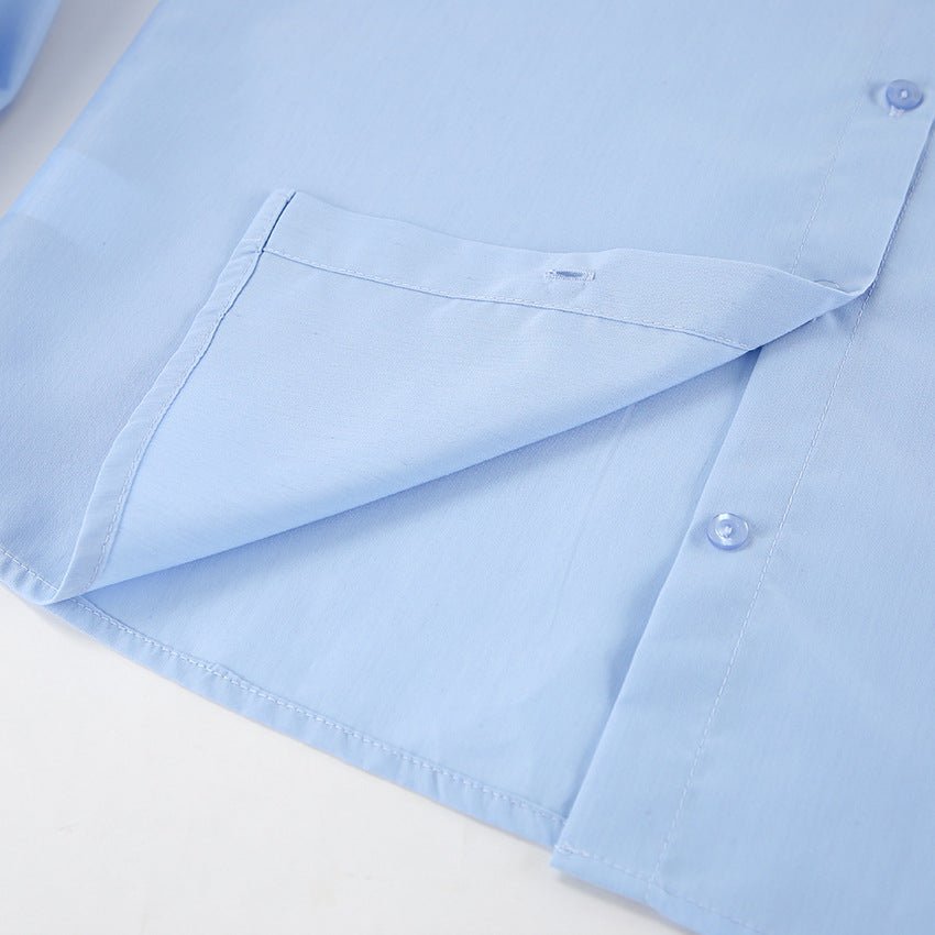 Puff Sleeve Classic Button - Down Blouse - TayDiane