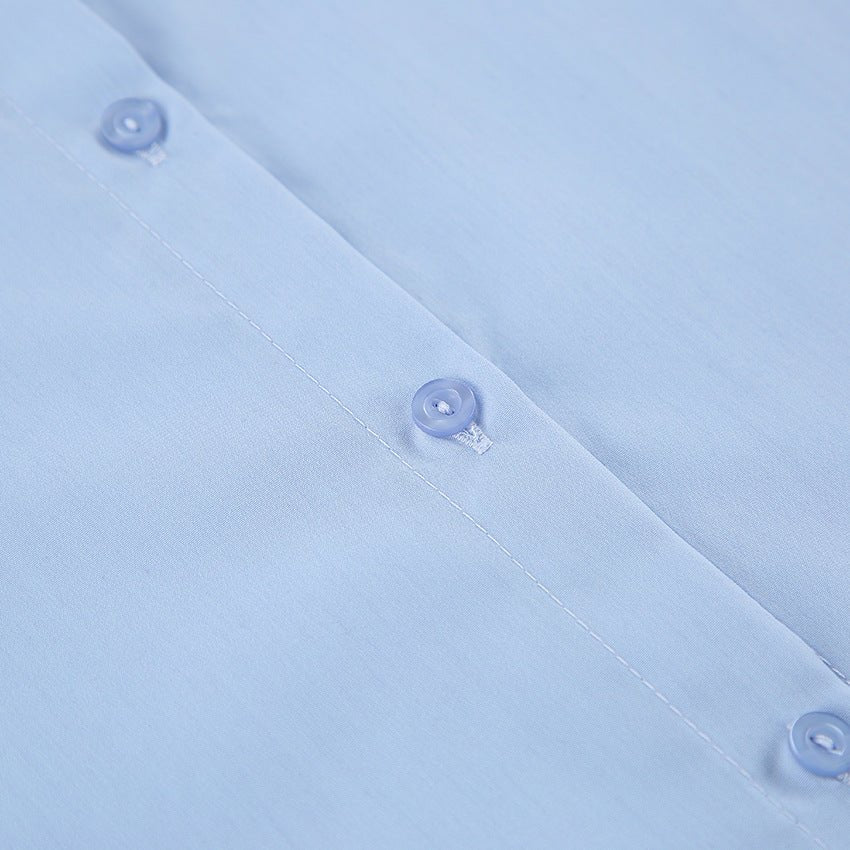 Puff Sleeve Classic Button - Down Blouse - TayDiane