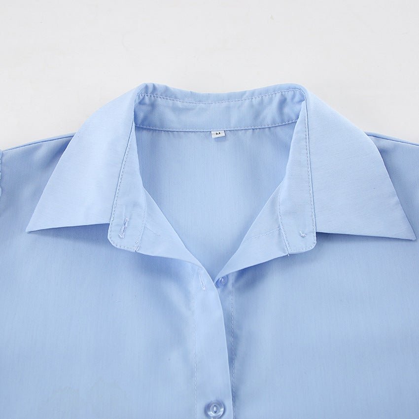 Puff Sleeve Classic Button - Down Blouse - TayDiane