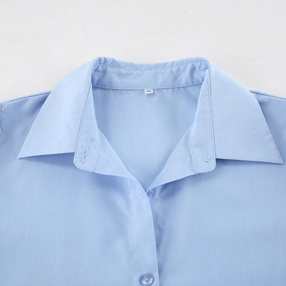 Puff Sleeve Classic Button - Down Blouse - TayDiane