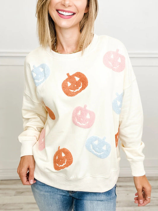 Pumpkin Print Halloween Sweatshirt - TayDiane
