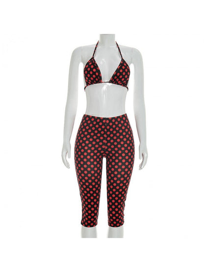 Retro Glam Polka Dot Capri 3 - Piece Set - Taydiane