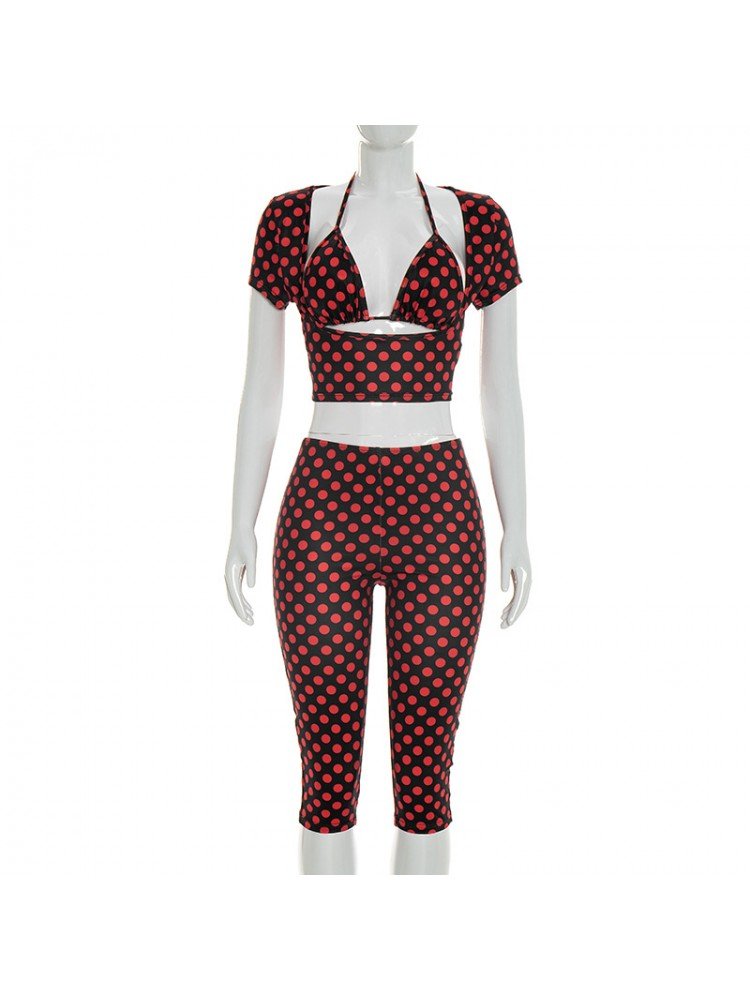 Retro Glam Polka Dot Capri 3 - Piece Set - Taydiane