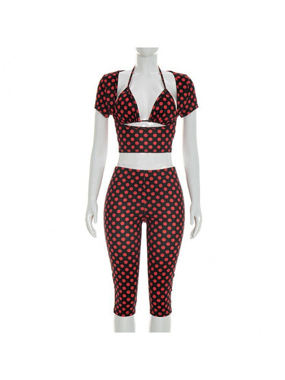 Retro Glam Polka Dot Capri 3 - Piece Set - Taydiane