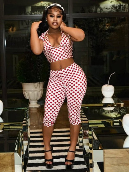 Retro Glam Polka Dot Capri 3 - Piece Set - Taydiane