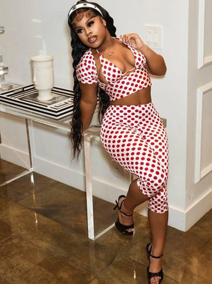 Retro Glam Polka Dot Capri 3 - Piece Set - Taydiane