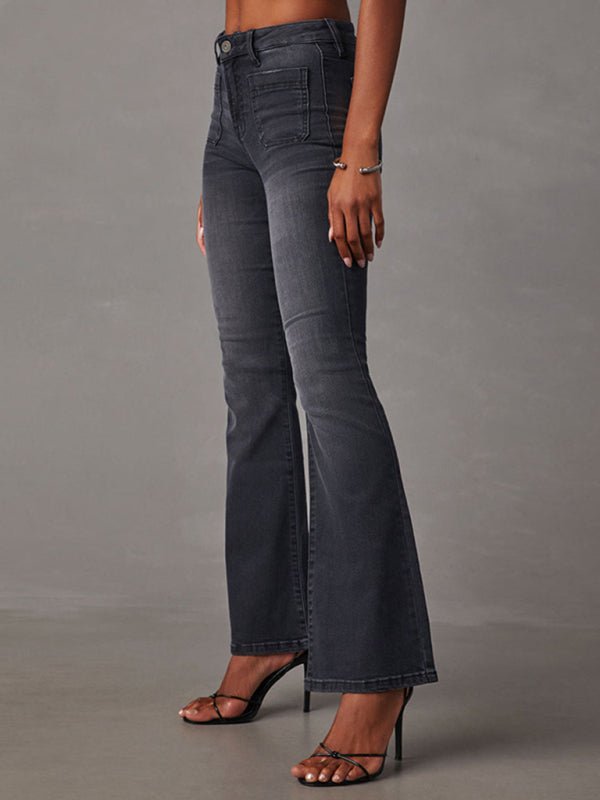 Retro High Waist Slimming Stretch Flared Jeans - TayDiane