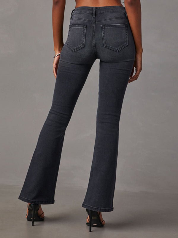 Retro High Waist Slimming Stretch Flared Jeans - TayDiane