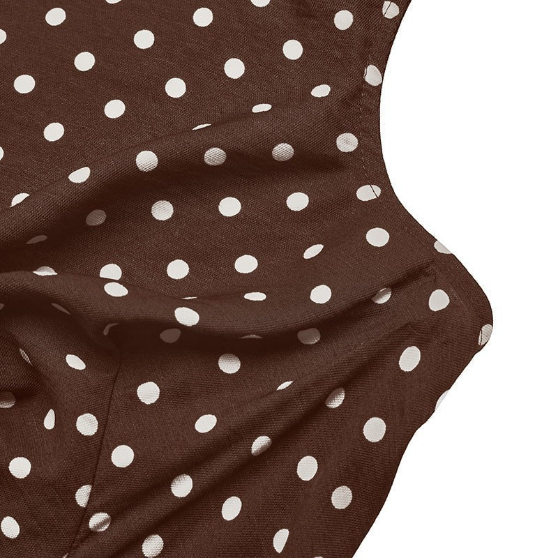 Retro Polka Dot Halter Swing Dress - Taydiane
