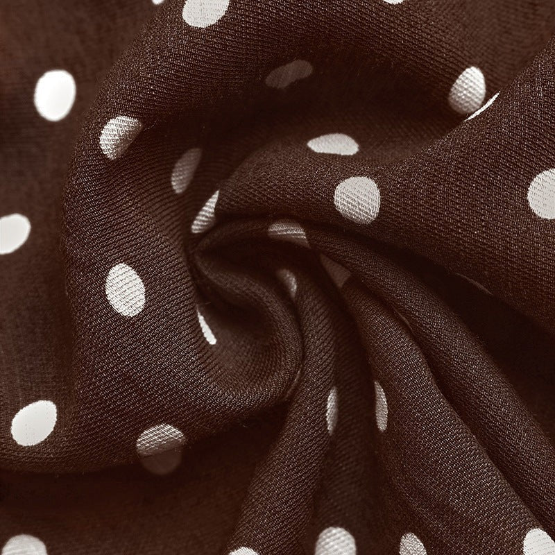 Retro Polka Dot Halter Swing Dress - Taydiane