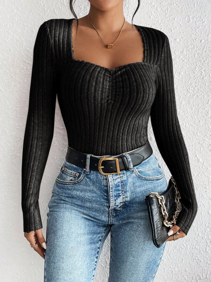 Ribbed Long Sleeve Shirt - TayDiane