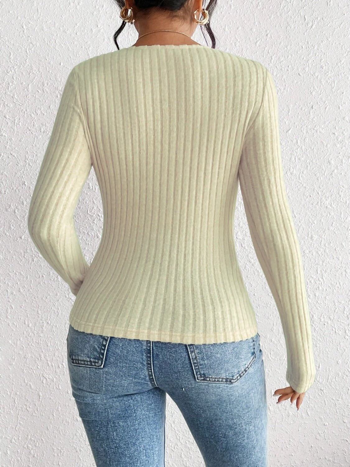 Ribbed Long Sleeve Shirt - TayDiane