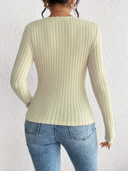 Ribbed Long Sleeve Shirt - TayDiane