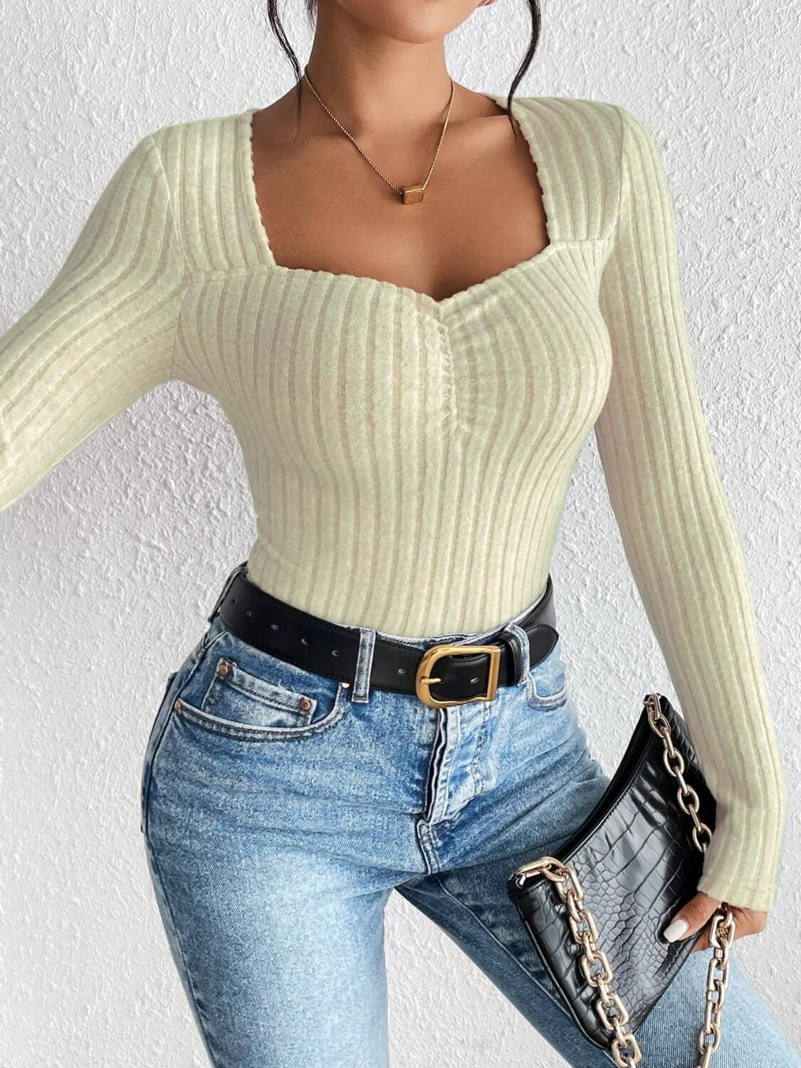 Ribbed Long Sleeve Shirt - TayDiane