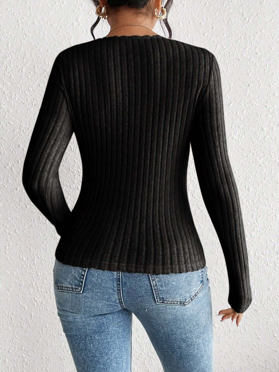 Ribbed Long Sleeve Shirt - TayDiane