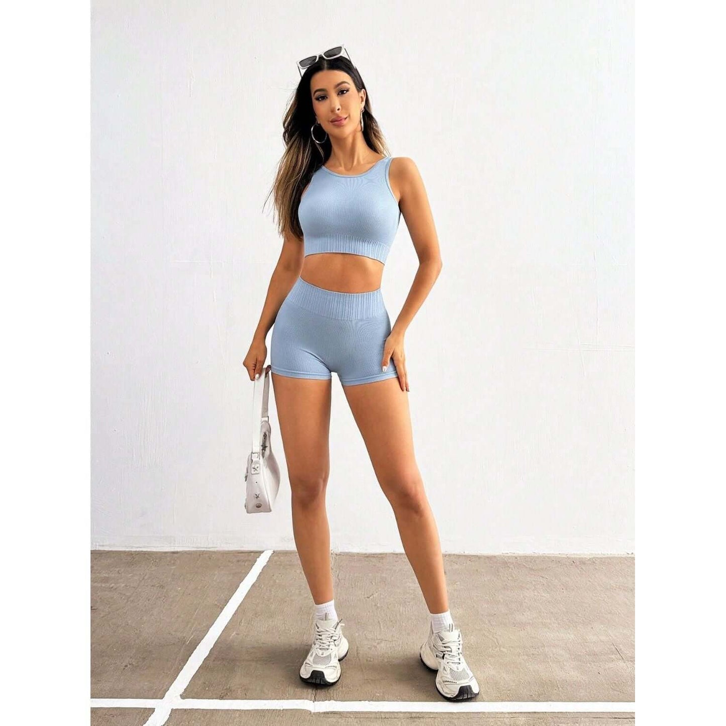 Round Neck Wide Strap Top and Shorts Active Set - TayDiane