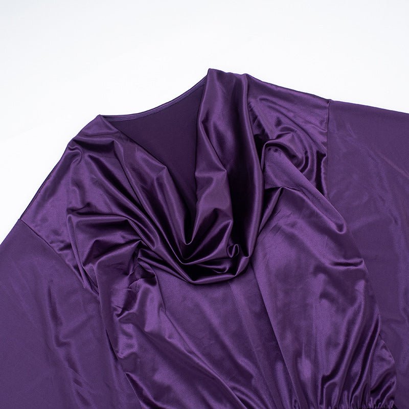 Royal Draped Batwing Mini Dress - TayDiane