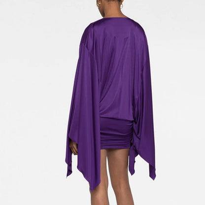 Royal Draped Batwing Mini Dress - TayDiane