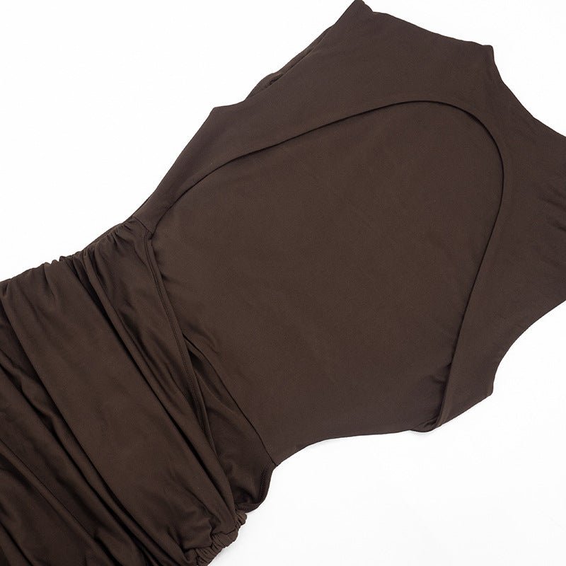 Ruched Asymmetric Backless Mini Dress - Taydiane