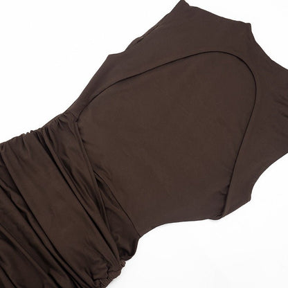 Ruched Asymmetric Backless Mini Dress - Taydiane