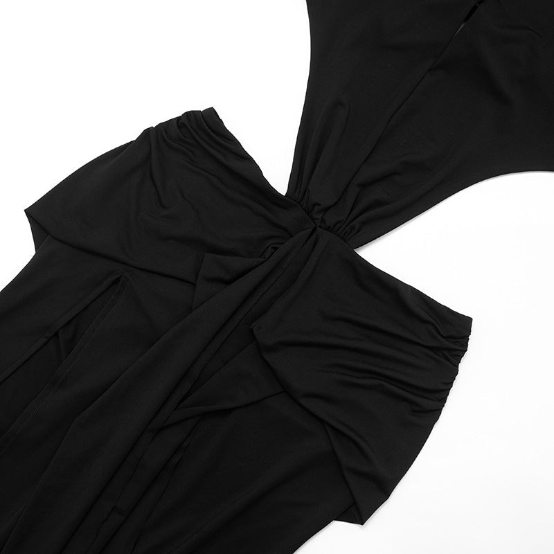 Ruched Cutout Halter Maxi Dress - Taydiane