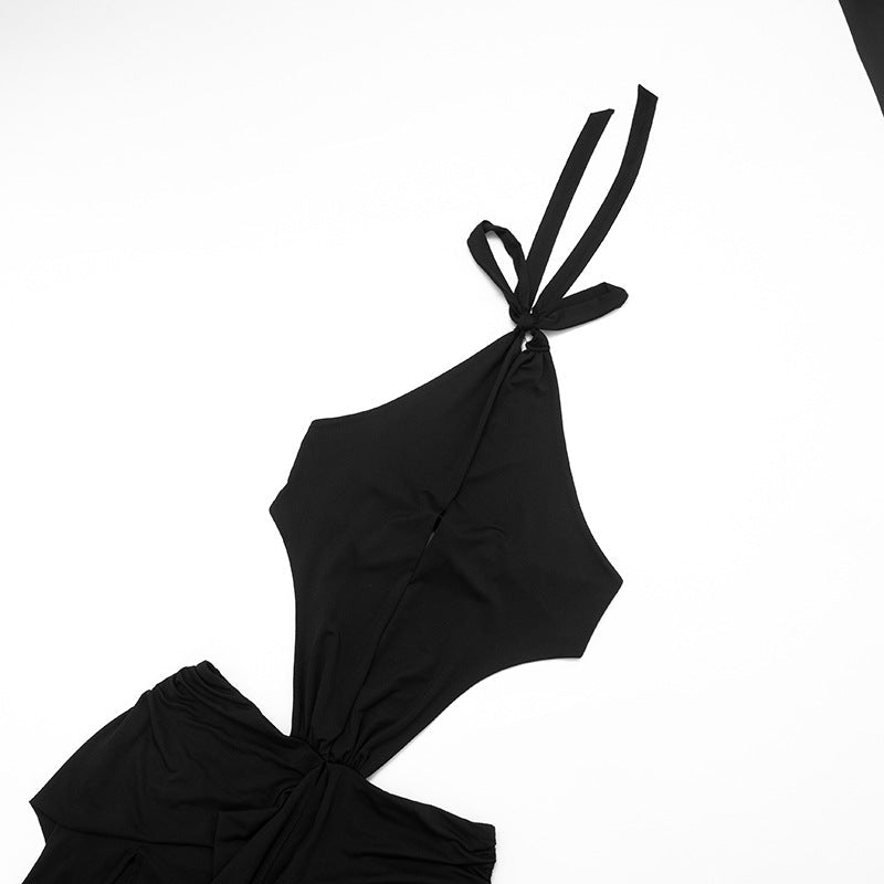 Ruched Cutout Halter Maxi Dress - Taydiane
