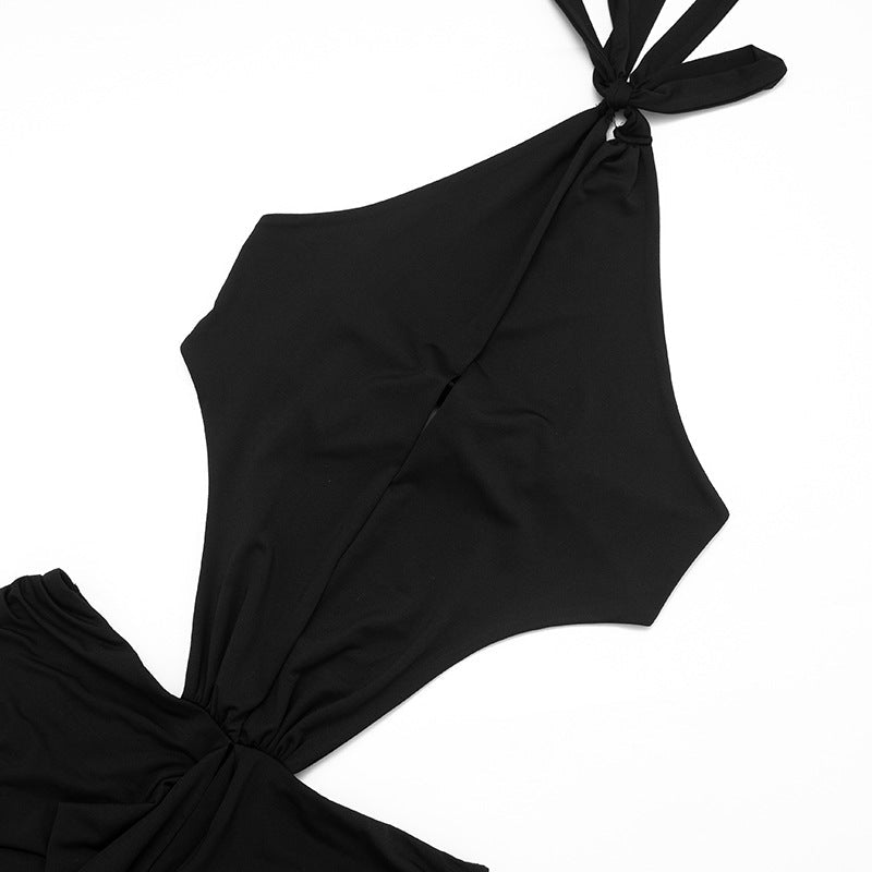 Ruched Cutout Halter Maxi Dress - Taydiane