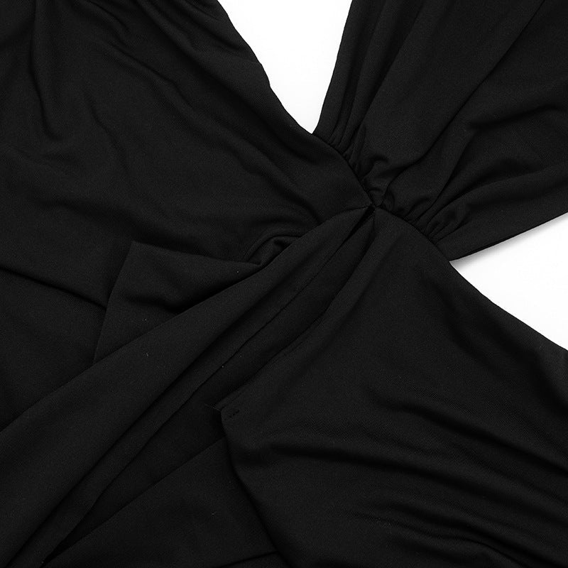 Ruched Cutout Halter Maxi Dress - Taydiane