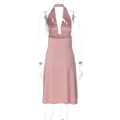 Ruffle Halter Asymmetrical Spring Dress - Taydiane