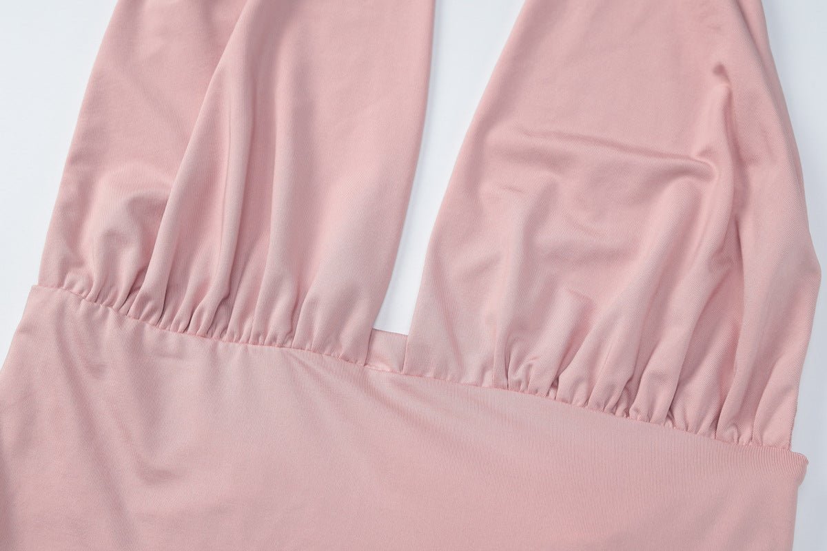 Ruffle Halter Asymmetrical Spring Dress - Taydiane