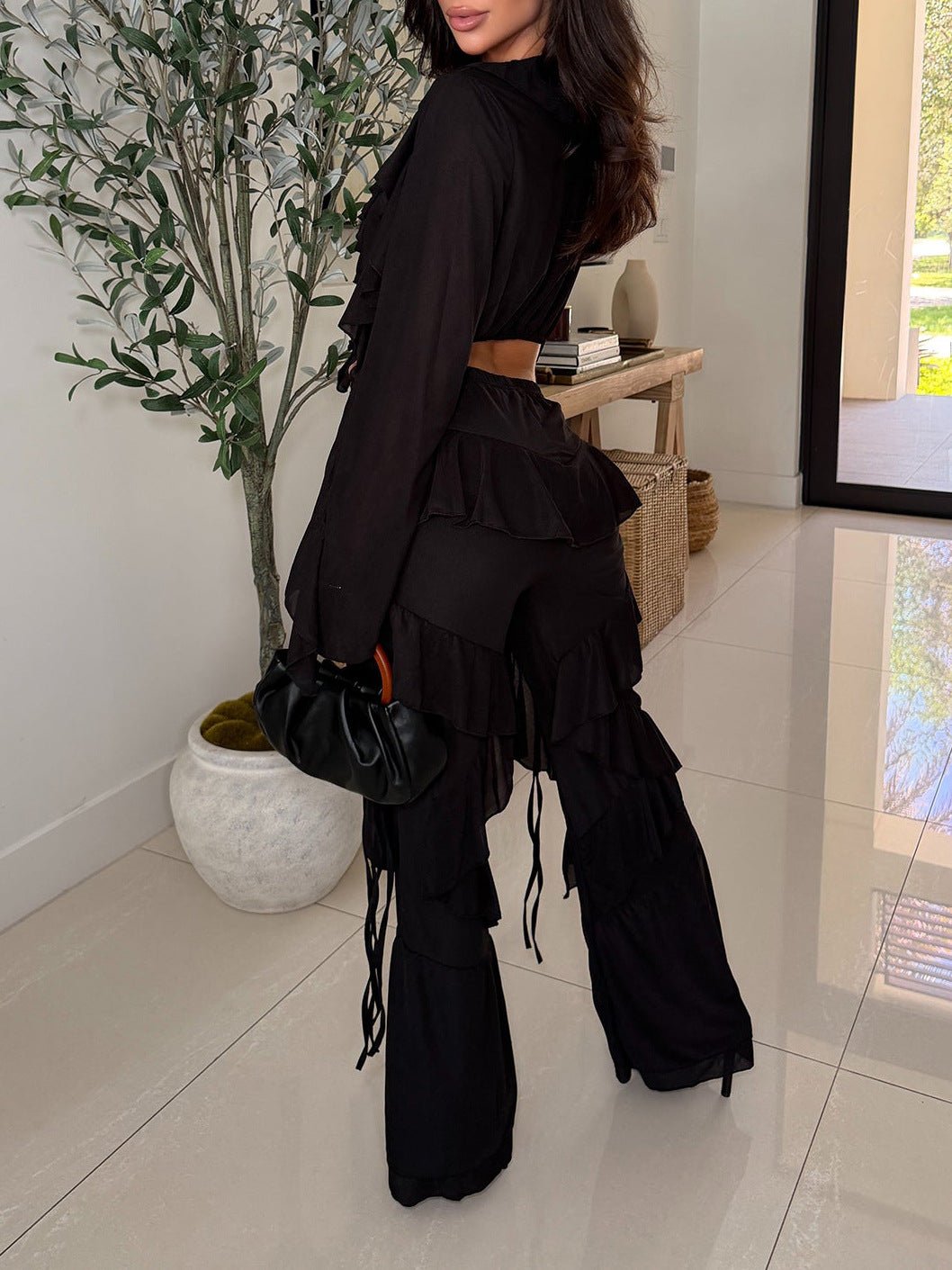 Ruffle Rendezvous Two-Piece Pants Set - Taydiane