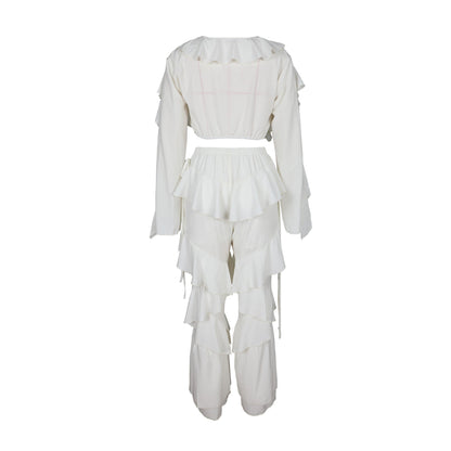 Ruffle Rendezvous Two-Piece Pants Set - Taydiane