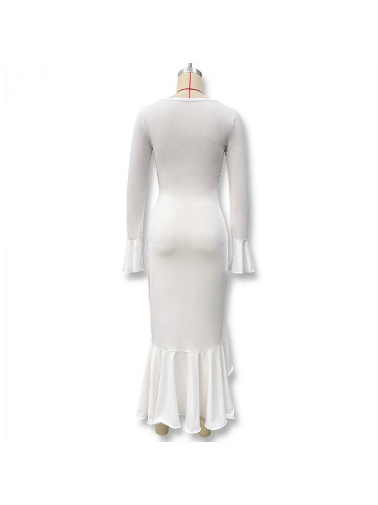 Ruffle Sleeve Split Hem Maxi Dress - Taydiane