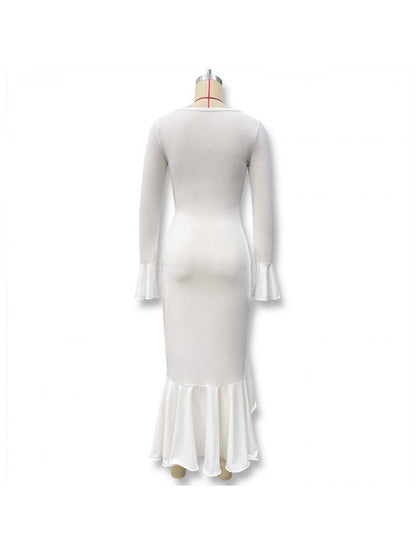 Ruffle Sleeve Split Hem Maxi Dress - Taydiane