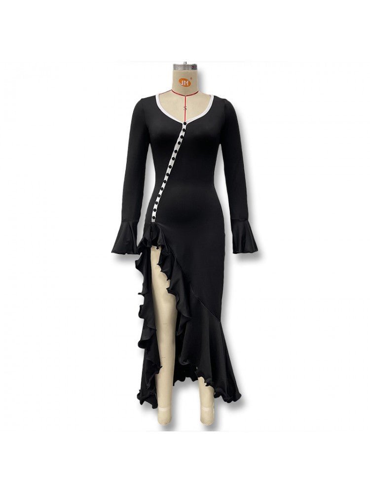 Ruffle Sleeve Split Hem Maxi Dress - Taydiane