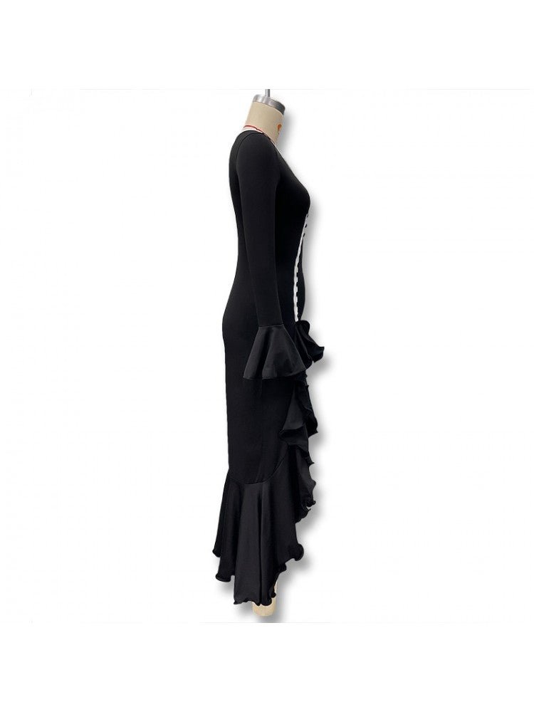 Ruffle Sleeve Split Hem Maxi Dress - Taydiane