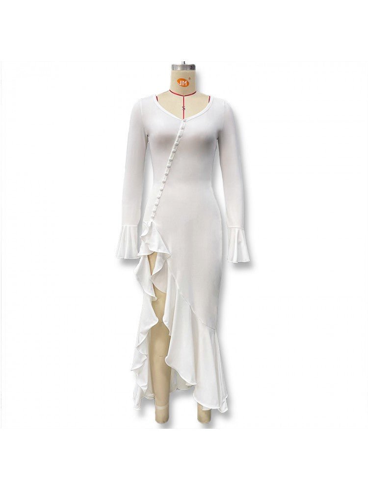 Ruffle Sleeve Split Hem Maxi Dress - Taydiane