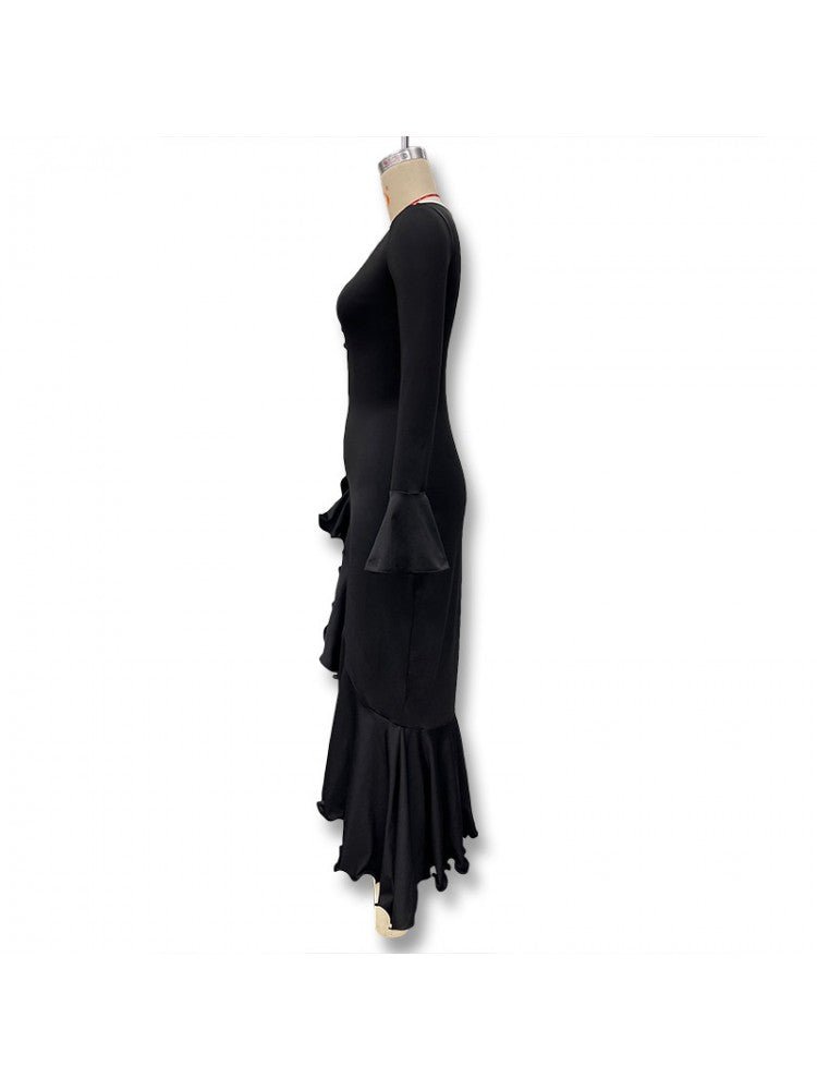 Ruffle Sleeve Split Hem Maxi Dress - Taydiane