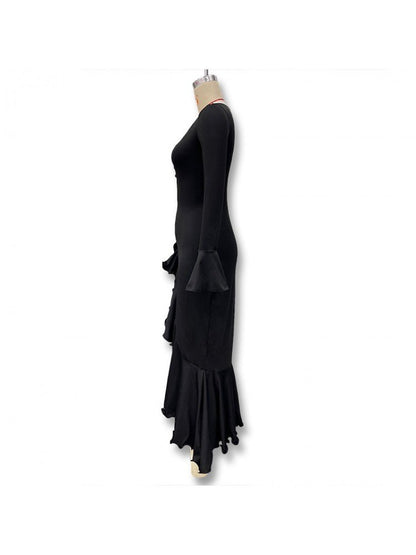 Ruffle Sleeve Split Hem Maxi Dress - Taydiane