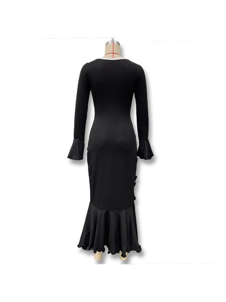 Ruffle Sleeve Split Hem Maxi Dress - Taydiane