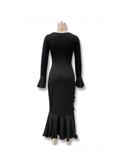 Ruffle Sleeve Split Hem Maxi Dress - Taydiane