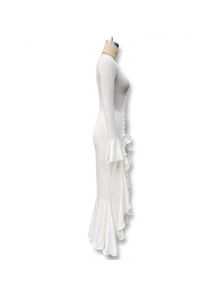 Ruffle Sleeve Split Hem Maxi Dress - Taydiane