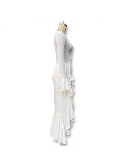 Ruffle Sleeve Split Hem Maxi Dress - Taydiane